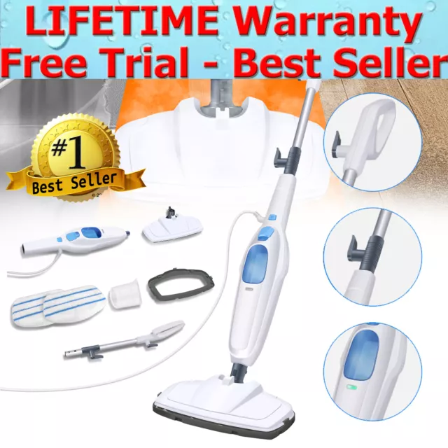 12-in-1 Hot Steam Mop Cleaner Upright & Handheld Hard Floor Carpet Steamer 1500W