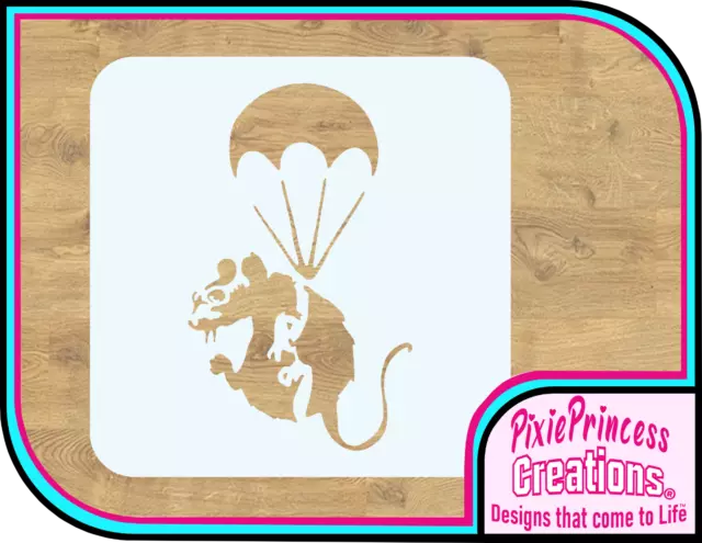 Banksy J Paratrooper Rat Mylar 190 Stencil Reusable Airbrush Crafts Paint Wall