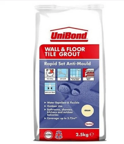 Juego rápido de lechada flexible de azulejos de pared y piso UniBond de 2,5 kg - crema