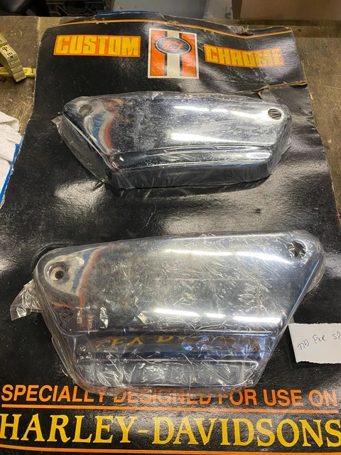 Chrome Metal Side Frame Covers Harley FXR FXRS FXRT Pair New!