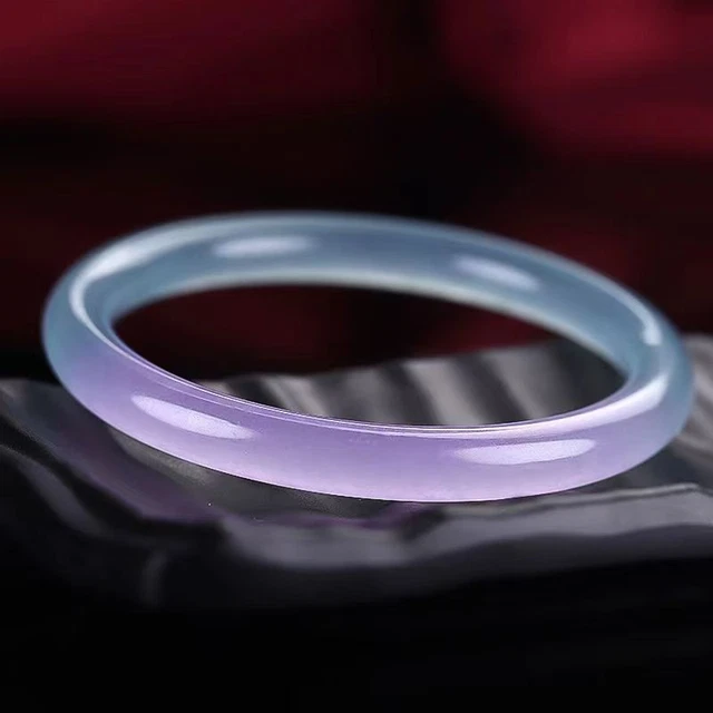 QUALITY SUPERIOR. Natural Ice jadeite Circular bar Hand Polished Bracelet Y87