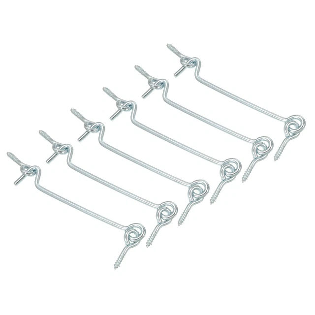 4" Barn Door Latch, 6Pcs Carbon Steel Sliding Door Cabin Hook Eye Latch Lock