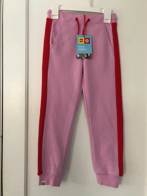 NWT Lego X Collection Target Girls Youth JOGGERS Pink/Red Stripes Sz S