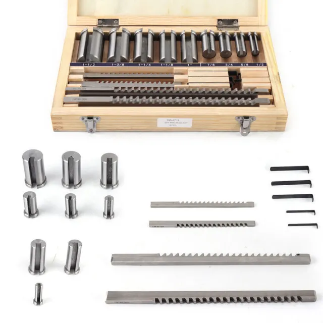 18PCS Keyway Broach Kit 1/8 3/16 1/4 3/8" HSS CNC Metalworking Cut Tool Set
