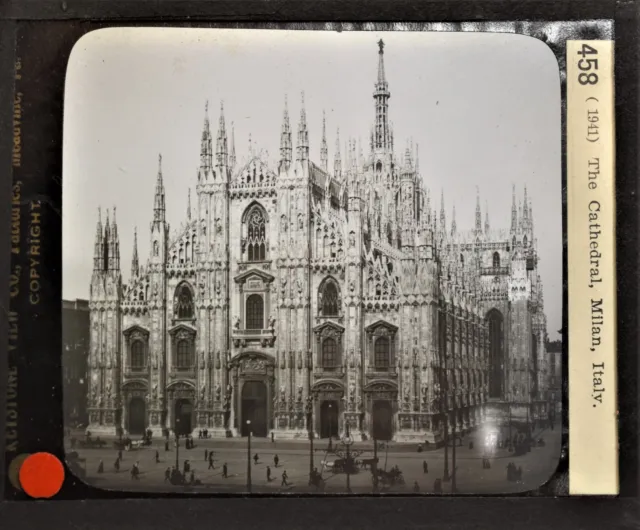 3-458 Magic Lantern Glass Slide Photo The Cathedral Milan Italy