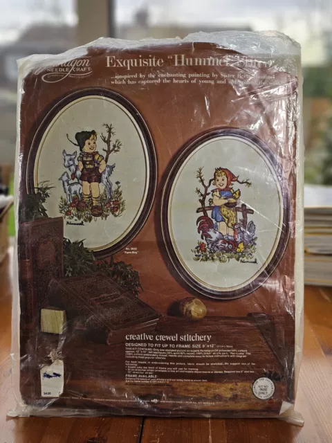 Exquisite Hummel Paragon Stitchery Crewel Kit Farm Boy Girl 0656 Vge