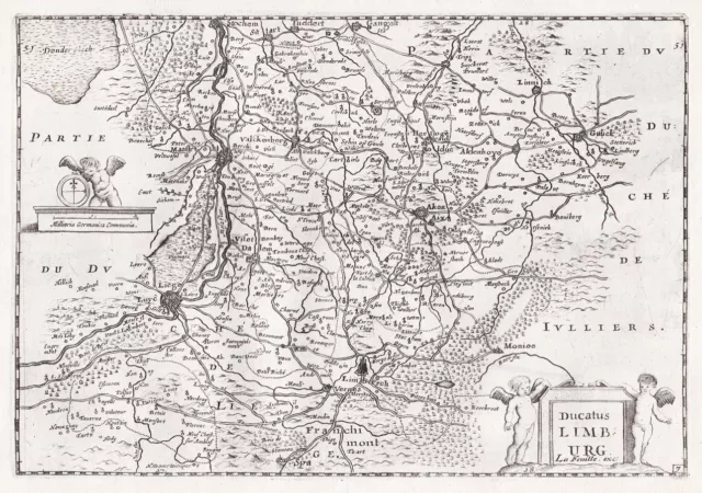 Limburg Maastricht Liege 's-Hertogenbosch Belgique carte map de la Feuille 1702