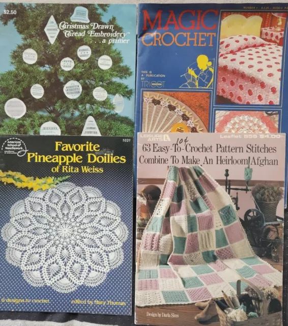 Lote De Libros De Patrones De Crochet (4) ~ Artes De Ocio 63 Puntos, Piña