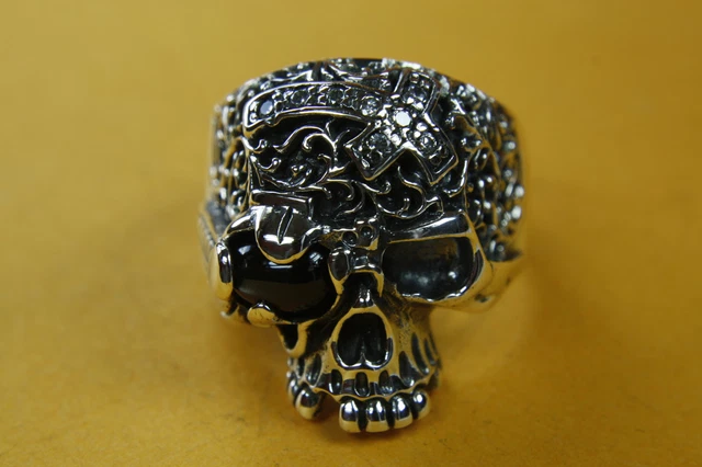 Pin's Punisher Skull Tête De Mort - Épinglette Biker Motard Chrome & Noir