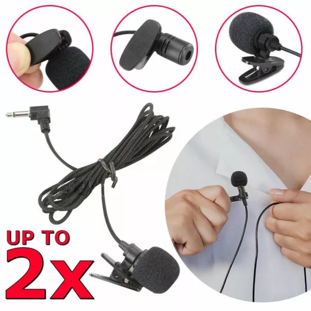 Lavalier Microphone 3.5mm Lapel Clip-on Mic for iPhone Android Smartphones PC