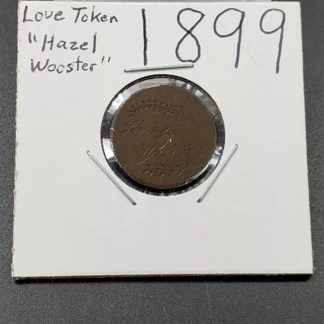 1899 Indian Head Cent Penny Engraved Love Token Rev Hazel Wooster Xf Detail Obv