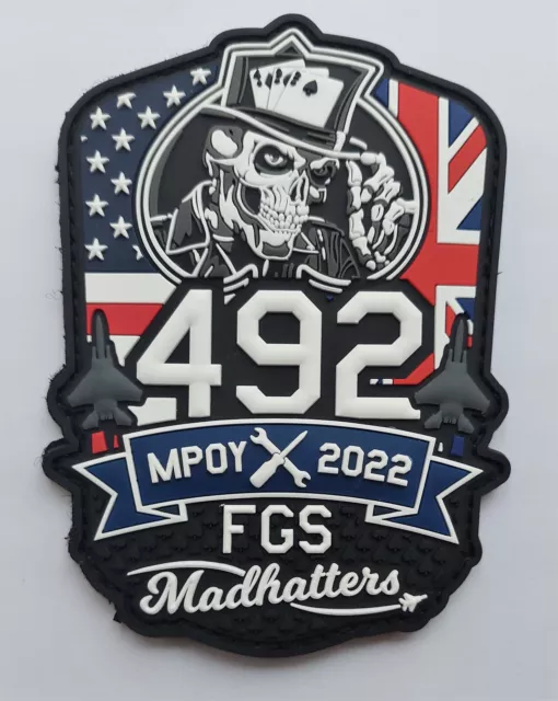 USAF 492nd FGS Madhatters MPOY 2022 RAF Lakenheath F-15E 3D PVC Patch NEW