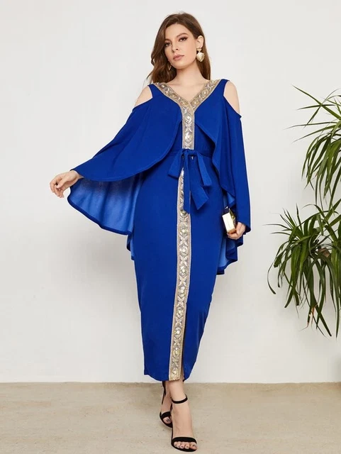 Abito da sera elegane lungo vestito per Festa cocktail e matrimonio e cerimonia