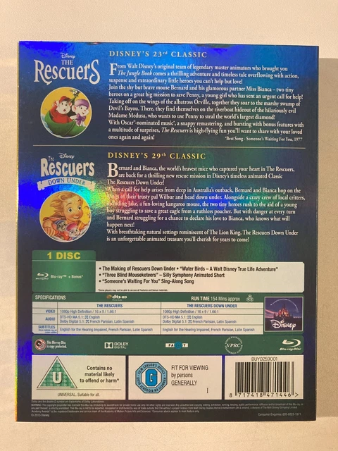 THE RESCUERS + The Rescuers Down Under Double Pack (Blu-ray, Disney ...
