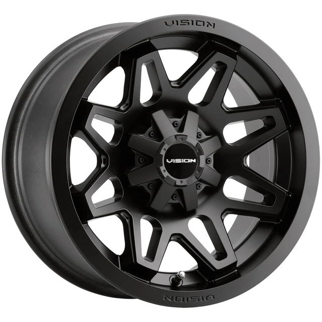 4-Vision UTV 416 Seven 12x7 4x110 +2.5mm Matte Black Wheels Rims 12" Inch
