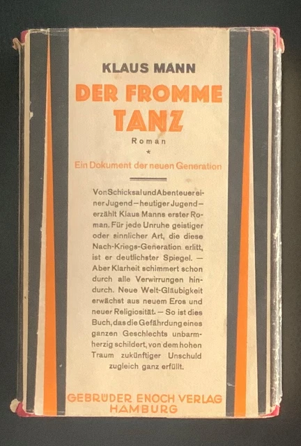 Klaus  Mann  :  Der  Fromme  Tanz   Erstausgabe   1926