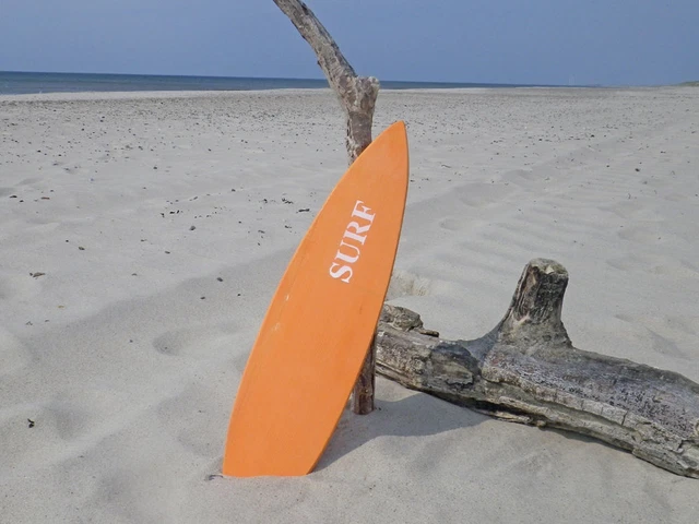 Scudo Tavola Surf Arancione Stampa Parete Oggetto Decorativo Legno 15x60 CM Mare