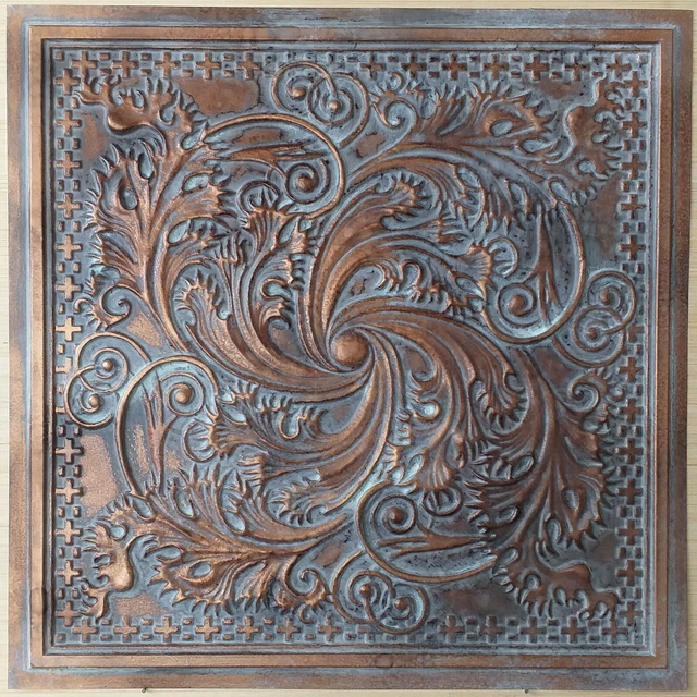Faux tin vintage Ceiling tiles weather copper decor wall panels PL62 10pcs/lot