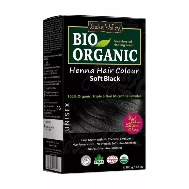 Indus Valley Bio Organic Henna Hair Colour Soft Black (100g)