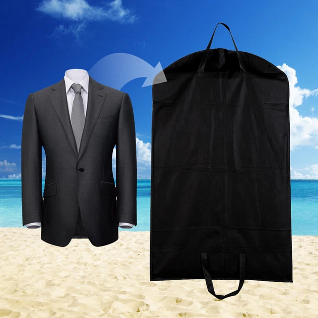1X Folding Garment Bag Travel Dust Protecor Storage Coats Suit Cover Black