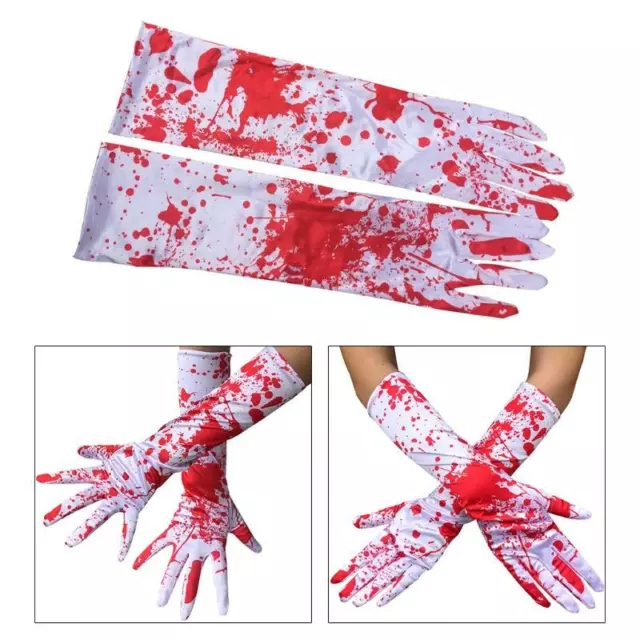 Bloody Gloves Long Halloween Fancy Dress Costume Nurse Zombie Dress Up Costumes 2