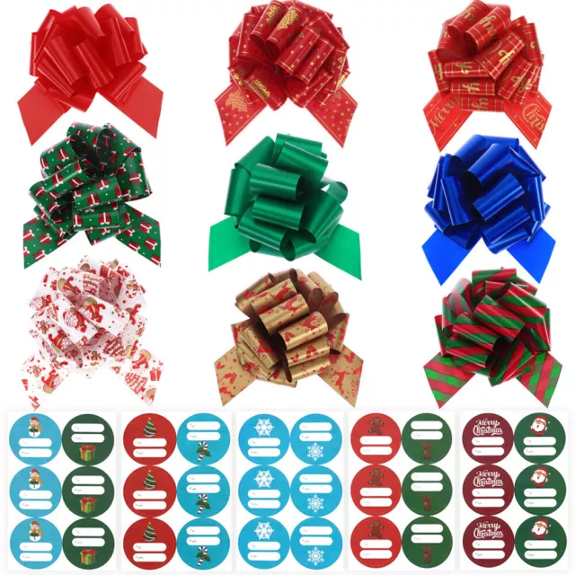 Red Gift Bows 9PCS with 90PCS Stickers for Xmas Present Decoration-HB