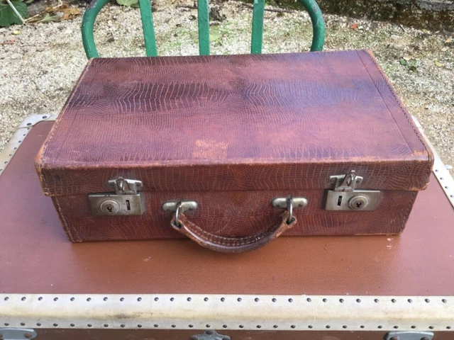 Coffret Nécessaire De Toilette Voyage Art Déco En Cuir Bordeaux - Valise Luxueuse Vintage Années 40