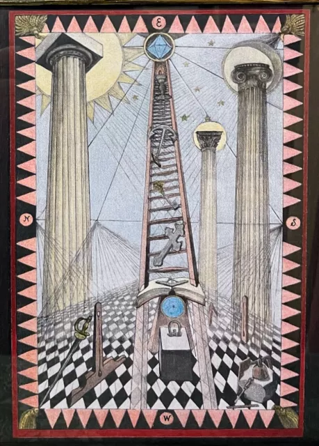 Lady Frieda Harris Entered Apprentice Masonic Tracing Board Recent Colored Print