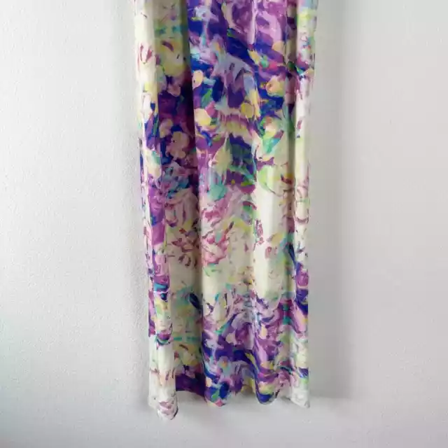 Parker Dress Womens XS Purple Cream Niko Print Silk Maxi Tropical Sleeveless 3