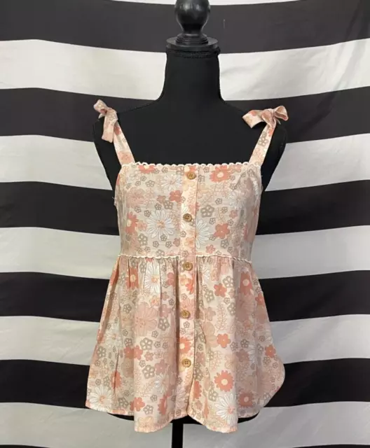 LC Lauren Conrad Womens Sz S Tank Top Pink Floral Sleeveless Boho Peasant Blouse