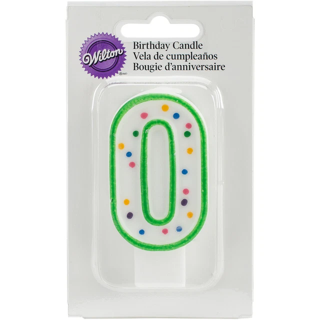 Paquete de 6 velas numéricas de lunares 3" 1/paquete-#0 verde -W91-00