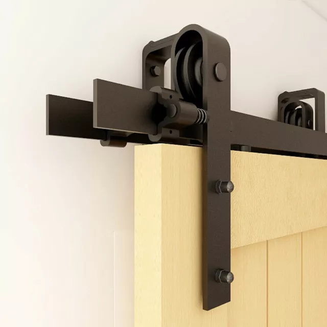 5-20FT Bypass Sliding Barn Door Hardware Kit For Double Door Closet Track Roller