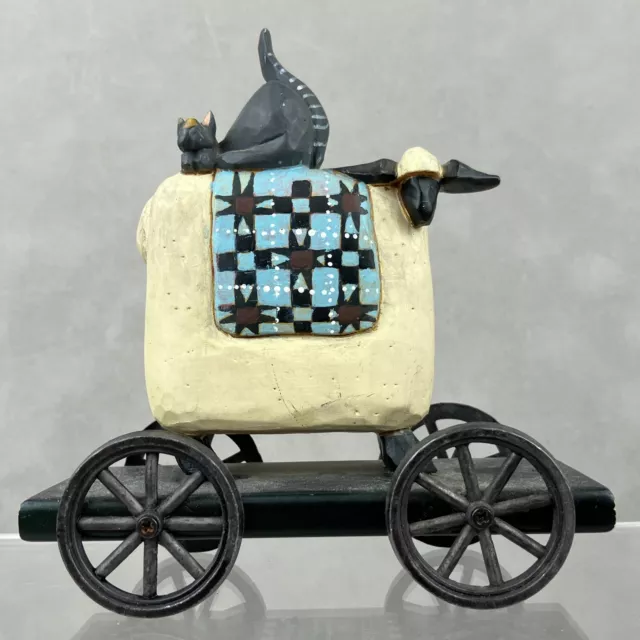 Vintage Coyne's & Company Williraye Studio WW1401 Cat Sheep Pull Cart Figurine