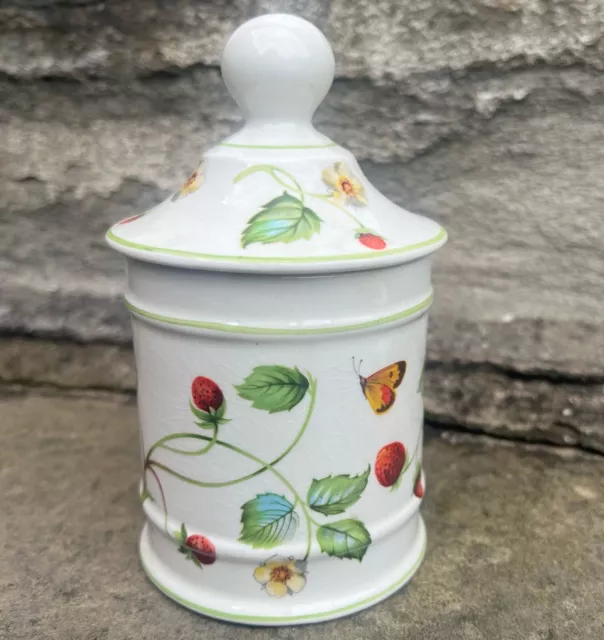 James Kent Old Foley Jar ‘strawberry’ Design Lidded Uk 14.5 x 8cm Used Vtg VGC