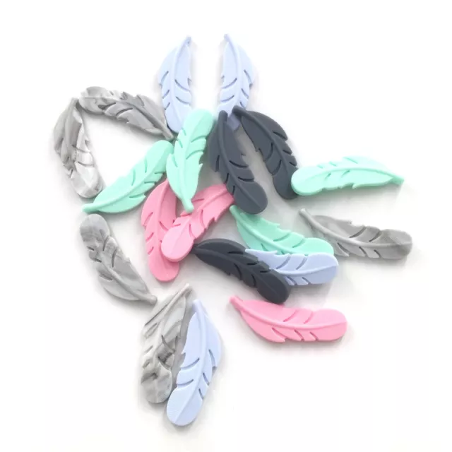 5 PCS Food grade Silicone Feather Teether Baby Chew Teething Necklace Making Toy