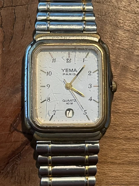 Montre Yema Paris Quartz Style Art Déco – Boîtier Et Bracelet Plaqué Or – Pour Pièces Ou Réparation – Occasion