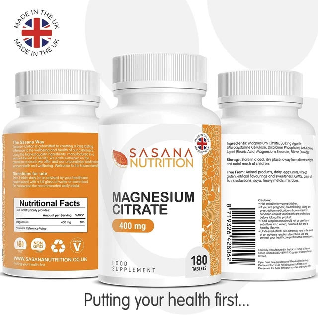 MAGNESIUM CITRATE, 400MG. 180 Tablets in total. best before 05/2025 £8. ...