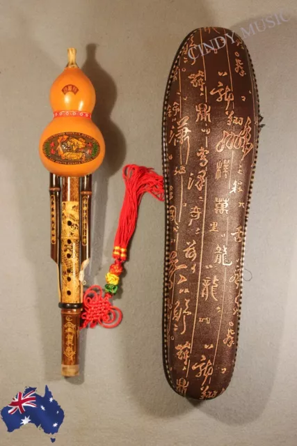 Chinese Hulusi Yunnan Ethnic Instrument + Case + Chinese Knot NEW 2