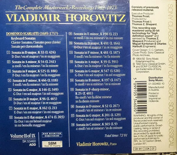 Vladimir Horowitz - The Celebrated Scarlatti Recordings (CD, Comp, RE, RM) (Near 2