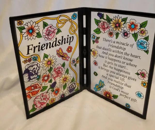 Folding Panel Stained Glass Style Friendship Glass Art Decor
