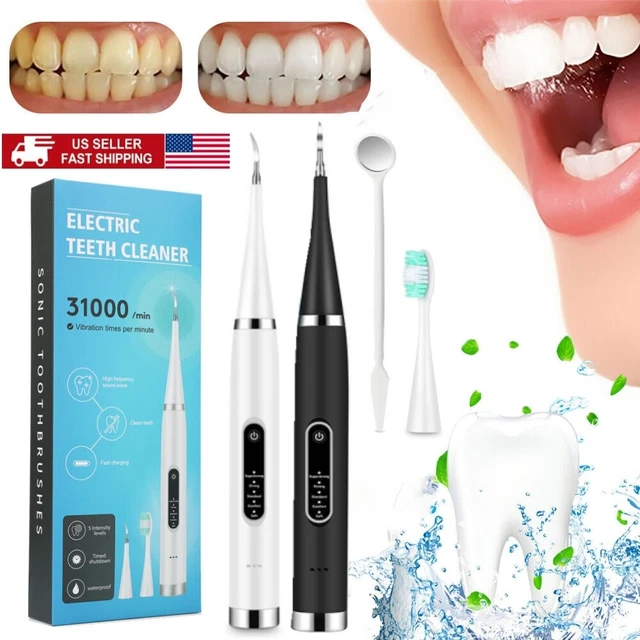 Teeth Stains Plaque Remover Tool Ultrasonic Tooth Cleaner Dental IPX7 Waterproof