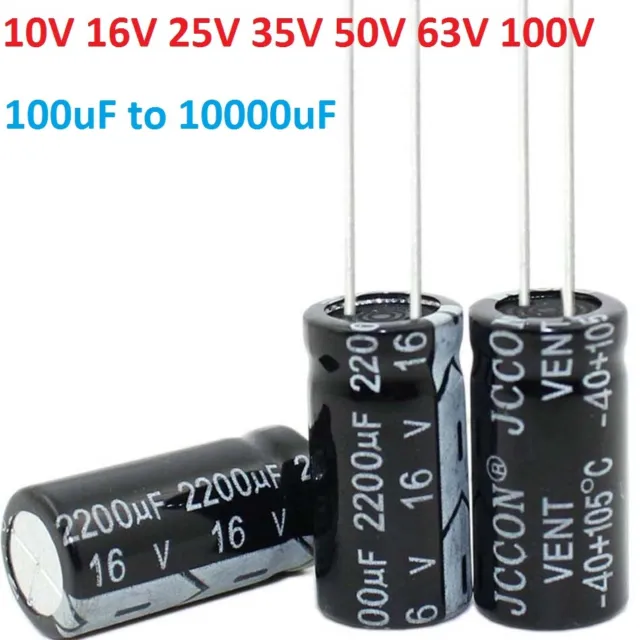 10V 16V 25V 35V 50V 63V 100V Black Aluminum Radial Electrolytic Capacitors