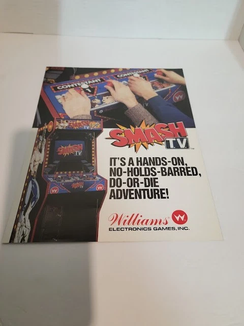 Flyer  WILLIAMS, SMASH TV 1990  Arcade Video Game advertisement original see pic