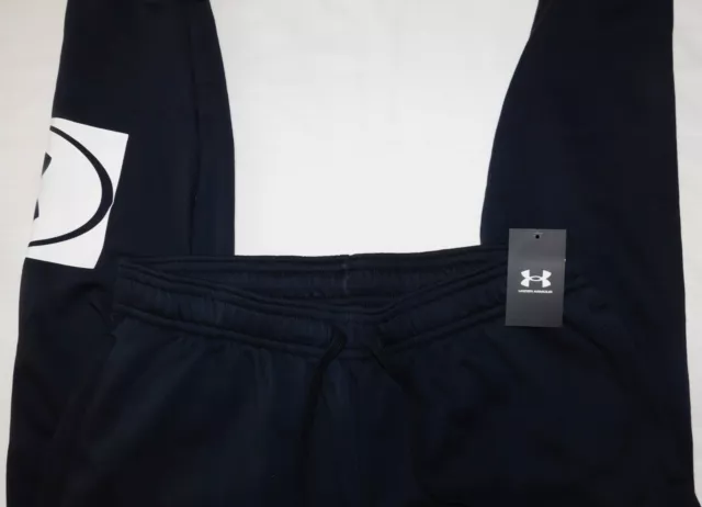 UNDER ARMOUR Rival Fleece Jogger Pants Stretch Waist Loose Fit Big & Tall Black 3