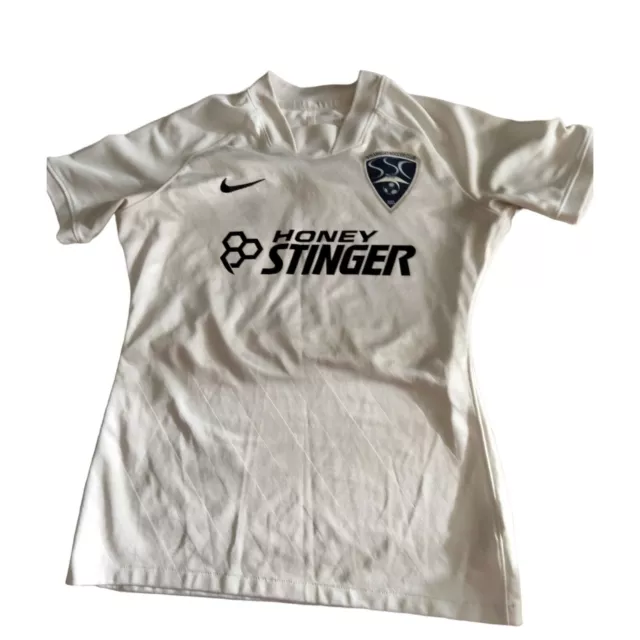 A Nike Steamboat Soccer Club Jersey Tee Shirt White Honey Stinger Small # 10