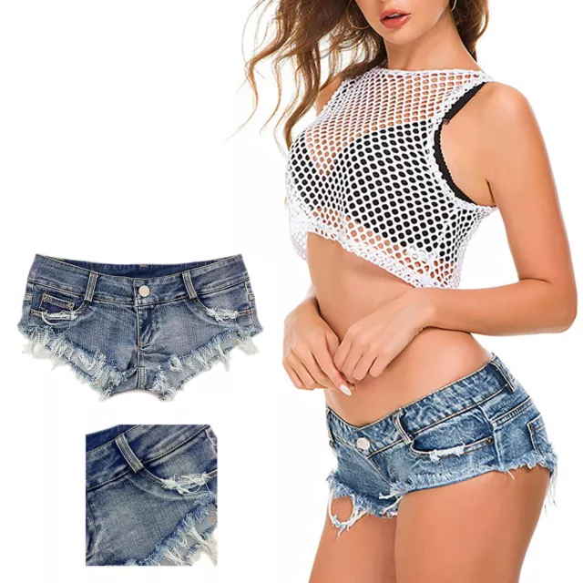 WOMENS DENIM SHORTS Beach Booty Music Jeans Fashion Thong Sexy Bikini Cut  Off $30.79 - PicClick AU