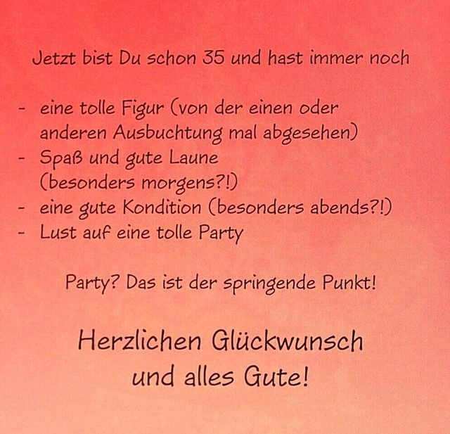 LUSTIGE GEBURTSTAGSKARTE 35 Jahre Karte Geburtstag Glückwunschkarte mit