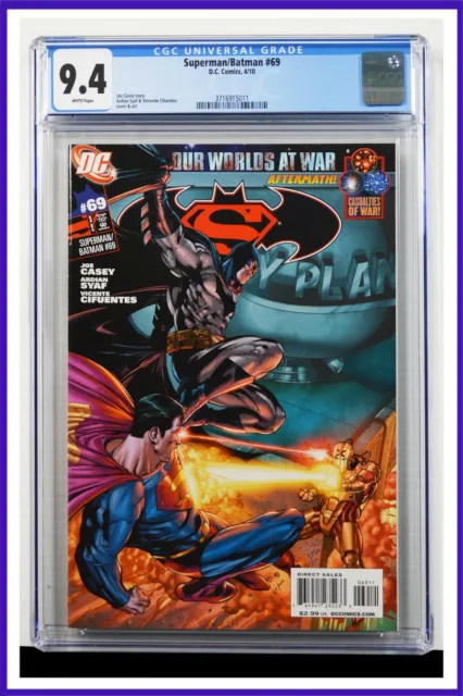 Superman Batman #69 CGC Graded 9.4 DC April 2010 White Pages Comic Book.