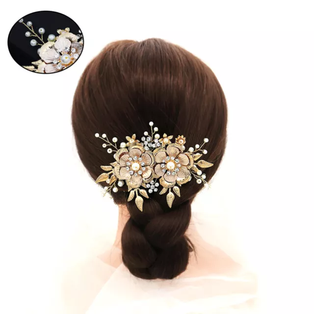 Gold Hair Clips Comb for Bride Decorative Combs Headgear Tiara