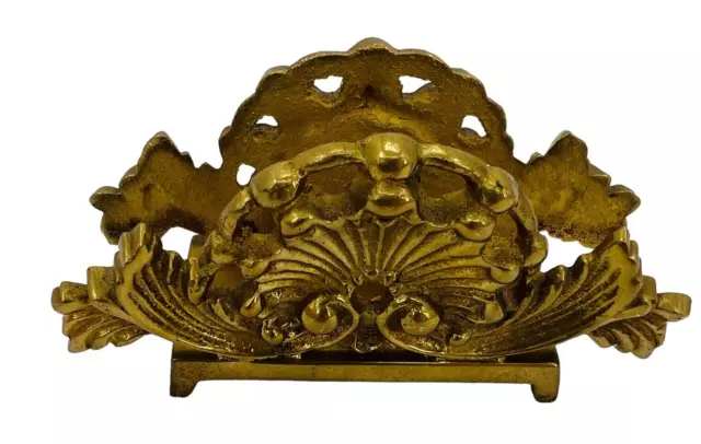 Vintage Brass Rolled Scroll Fan Art Nouveau Letter or Napkin Holder